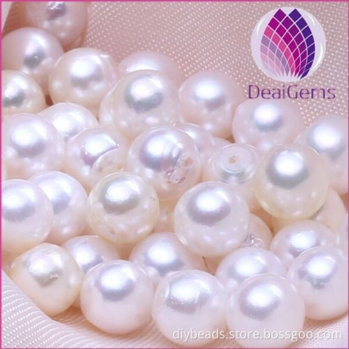 Natural whtie AKOYA AA 7-7.5mm round half-drilled loose Pearls
